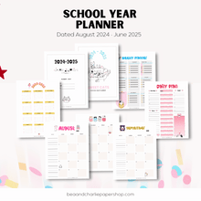 Load image into Gallery viewer, Kawaii Sweet Cats, TWO Page 2024-2025 School Year Monthly Calendar Plus BONUS
