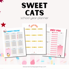 Load image into Gallery viewer, Kawaii Sweet Cats, TWO Page 2024-2025 School Year Monthly Calendar Plus BONUS
