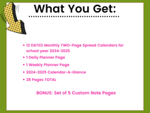 Load image into Gallery viewer, Kawaii Sweet Cats, TWO Page 2024 - 2025 School Year Monthly Calendar Plus BONUS - The Bea &amp; Charlie Paper Shop
