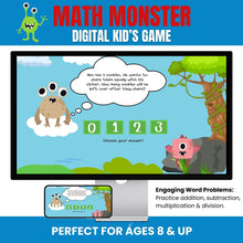 Load image into Gallery viewer, Math Monster Digital Kids Game - The Bea &amp; Charlie Paper Shop
