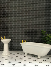 Load image into Gallery viewer, 1:12 Scale Dollhouse Printable Glass Tile Wallpaper - Black Subway - The Bea &amp; Charlie Paper Shop
