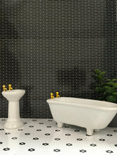 Load image into Gallery viewer, 1:12 Scale, Dollhouse Tile Wallpaper, Dollhouse Printable, Black Subway Glass Tile Wallpaper, - The Bea &amp; Charlie Paper Shop
