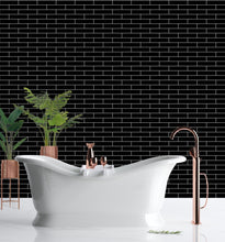 Load image into Gallery viewer, 1:12 Scale, Dollhouse Tile Wallpaper, Dollhouse Printable, Black Subway Glass Tile Wallpaper, - The Bea &amp; Charlie Paper Shop
