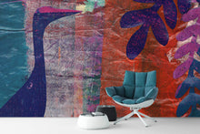 Load image into Gallery viewer, 1:12 Scale Dollhouse Wallpaper - Multi Colored Birds Abstract Painting - The Bea &amp; Charlie Paper Shop

