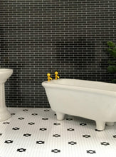 Load image into Gallery viewer, 1:24 Scale Black &amp; White Penny Tile Dollhouse Printable Wallpaper Flooring - The Bea &amp; Charlie Paper Shop
