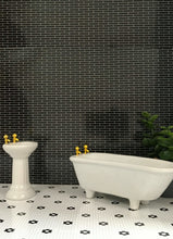 Load image into Gallery viewer, 1:24 Scale Black &amp; White Penny Tile Dollhouse Printable Wallpaper Flooring - The Bea &amp; Charlie Paper Shop

