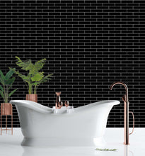 Load image into Gallery viewer, 1:24 Scale Dollhouse Digital Printable Glass Wallpaper - Black Subway Tile - The Bea &amp; Charlie Paper Shop
