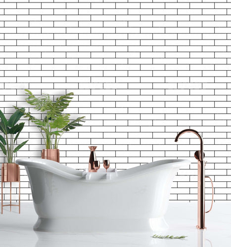 1:24 Scale Dollhouse Digital Printable Wallpaper - White Subway Tile - The Bea & Charlie Paper Shop