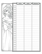 Load image into Gallery viewer, 8 x 11 Victorian Doll Coloring Pages Journal &amp; Weekly/Monthly Planner - The Bea &amp; Charlie Paper Shop
