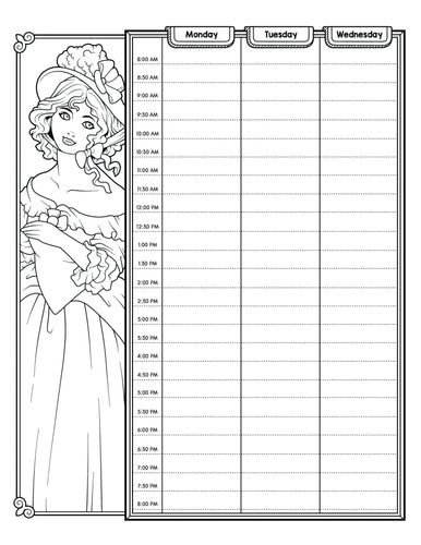 8 x 11 Victorian Doll Coloring Pages Journal & Weekly/Monthly Planner - The Bea & Charlie Paper Shop