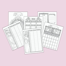 Load image into Gallery viewer, 8 x 11 Victorian Doll Coloring Pages Journal &amp; Weekly/Monthly Planner - The Bea &amp; Charlie Paper Shop
