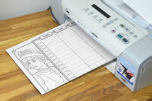 Load image into Gallery viewer, 8 x 11 Victorian Doll Coloring Pages Journal &amp; Weekly/Monthly Planner - The Bea &amp; Charlie Paper Shop
