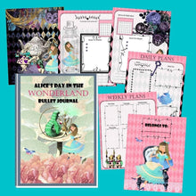 Load image into Gallery viewer, Alice in Wonderland Bullet Journal, Wonderland Journal Plus BONUS Gift! - The Bea &amp; Charlie Paper Shop
