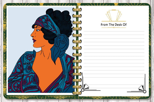 Art Deco Journal & Weekly/Monthly Planner with BONUS Adult Coloring Page 8.5 x 11 - The Bea & Charlie Paper Shop