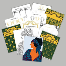 Load image into Gallery viewer, Art Deco Journal &amp; Weekly/Monthly Planner with BONUS Adult Coloring Page 8.5 x 11 - The Bea &amp; Charlie Paper Shop
