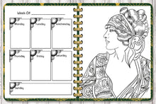 Load image into Gallery viewer, Art Deco Journal &amp; Weekly/Monthly Planner with BONUS Adult Coloring Page 8.5 x 11 - The Bea &amp; Charlie Paper Shop
