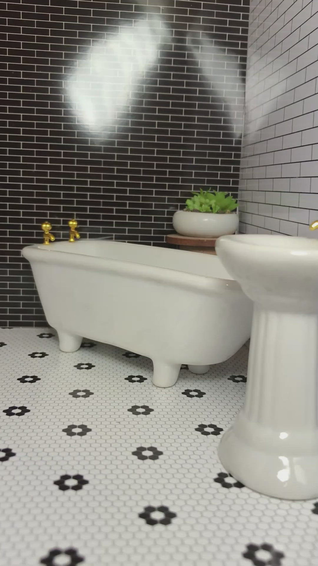 1:12 Scale - INCH Dollhouse Glass Tile Wallpaper Black and White Bundle Printable Craft Miniature