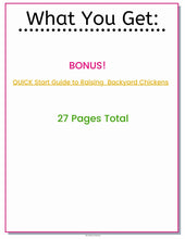Load image into Gallery viewer, Backyard Chicken Journal, Chicken Management Planner PLUS BONUS Backyard Chickens Quick Start Guide - The Bea &amp; Charlie Paper Shop

