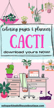 Load image into Gallery viewer, Cactus Coloring Pages Weekly Goals Planner &amp; Journal Set Pigment App - The Bea &amp; Charlie Paper Shop

