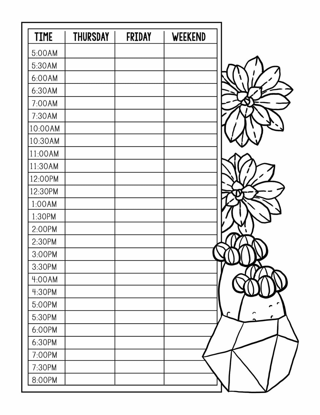 Cactus Coloring Pages Weekly Goals Planner & Journal Set Pigment App - The Bea & Charlie Paper Shop