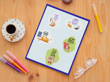 Load image into Gallery viewer, Cat Stickers, Cat Sticker Sheet, Cat Stickers for Laptop, Printable Cat Stickers, Stickers for Kids - The Bea &amp; Charlie Paper Shop
