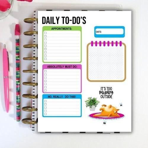 Cat To Do List Note Page, Day Planner Insert, Daily Planner Printable, Blank Calendar, Checklist, Funny Cat To Do List - The Bea & Charlie Paper Shop