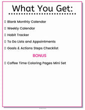 Load image into Gallery viewer, Coffee Time Weekly Goals Planner &amp; Journal Set Plus BONUS - The Bea &amp; Charlie Paper Shop
