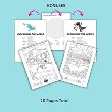 Load image into Gallery viewer, Dinosaur Scavenger Hunt, Seek and Find Printable Coloring Activity Page, Dinosaur Coloring Pages, Dinosaur Activity Pages Plus BONUS! - The Bea &amp; Charlie Paper Shop
