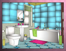 Load image into Gallery viewer, Dollhouse Interior Rooms Coloring Pages Full Set - The Bea &amp; Charlie Paper Shop
