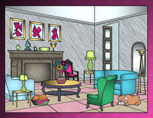 Load image into Gallery viewer, Dollhouse Interior Rooms Coloring Pages Full Set - The Bea &amp; Charlie Paper Shop
