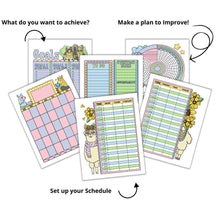 Load image into Gallery viewer, Drama Llamas Weekly Goals Planner &amp; Journal Set Fully Colored - The Bea &amp; Charlie Paper Shop
