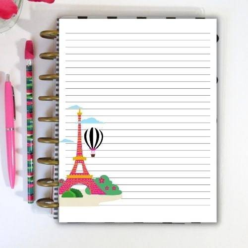 Eiffel Tower Writing Paper, Lined Paper Printable, Note Page Printable, Lined Journal Paper, Note Taking Paper, Planner Inserts, Paris Art - The Bea & Charlie Paper Shop