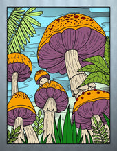 Load image into Gallery viewer, Forest Mushrooms Adult Coloring Pages DIY Wall Art Pigment App - The Bea &amp; Charlie Paper Shop
