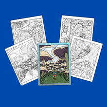 Load image into Gallery viewer, Forest Mushrooms Adult Coloring Pages DIY Wall Art Pigment App - The Bea &amp; Charlie Paper Shop
