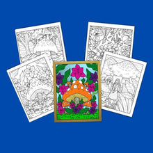Load image into Gallery viewer, Forest Mushrooms Adult Coloring Pages DIY Wall Art Pigment App - The Bea &amp; Charlie Paper Shop
