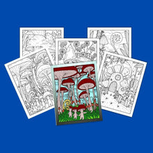 Load image into Gallery viewer, Forest Mushrooms Adult Coloring Pages DIY Wall Art Pigment App - The Bea &amp; Charlie Paper Shop
