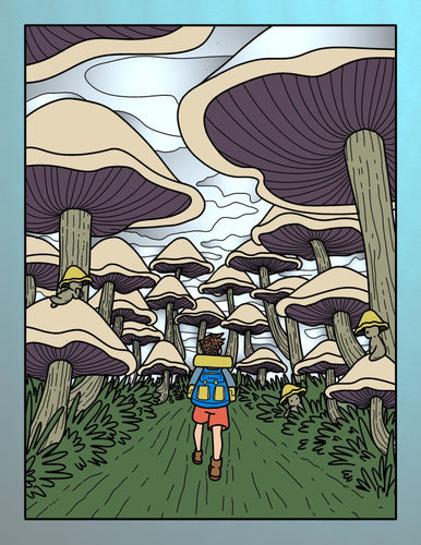 Forest Mushrooms Adult Coloring Pages DIY Wall Art Pigment App - The Bea & Charlie Paper Shop