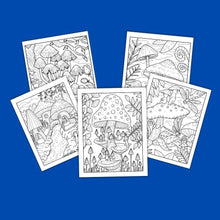 Load image into Gallery viewer, Forest Mushrooms Adult Coloring Pages DIY Wall Art Pigment App - The Bea &amp; Charlie Paper Shop
