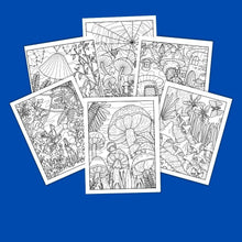 Load image into Gallery viewer, Forest Mushrooms Adult Coloring Pages DIY Wall Art Pigment App - The Bea &amp; Charlie Paper Shop
