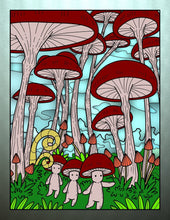 Load image into Gallery viewer, Forest Mushrooms Adult Coloring Pages DIY Wall Art Pigment App - The Bea &amp; Charlie Paper Shop

