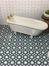 Load image into Gallery viewer, Green Glass Moroccan Tiles Dollhouse Wallpaper 1:12 Scale - The Bea &amp; Charlie Paper Shop
