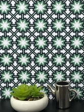 Load image into Gallery viewer, Green Glass Moroccan Tiles Dollhouse Wallpaper 1:12 Scale - The Bea &amp; Charlie Paper Shop
