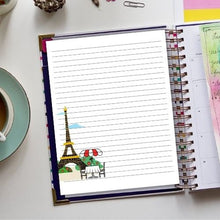 Load image into Gallery viewer, Eiffel Tower Writing Paper, Note Page Printable, Lined Journal Paper, Note Taking Paper, Planner Inserts, Parisian Art
