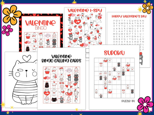 Kids Valentines, Kawaii Valentine Cats, Kids Valentine Printable, Kids Puzzle Activity Set, Valentines Day, Kids Puzzles Printable, BONUS! - The Bea & Charlie Paper Shop