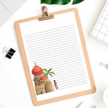 Load image into Gallery viewer, Lined Notepaper Printable, Notebook Kit, Writing Paper, Journal Paper, Arabian Art - The Bea &amp; Charlie Paper Shop
