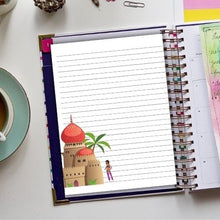 Load image into Gallery viewer, Lined Notepaper Printable, Notebook Kit, Writing Paper, Journal Paper, Arabian Art - The Bea &amp; Charlie Paper Shop
