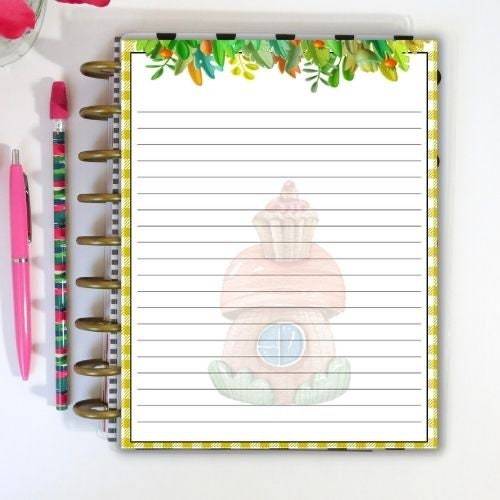 Lined Writing Paper, Note Page Printable, Lined Journal Paper, Note Taking Paper, Planner Inserts Printable, Mushroom Art - The Bea & Charlie Paper Shop