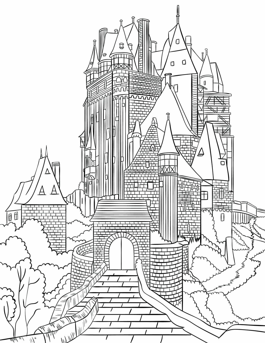 Medieval Fairy Tale Castles Adult Coloring Pages & Puzzle Activity Set - The Bea & Charlie Paper Shop
