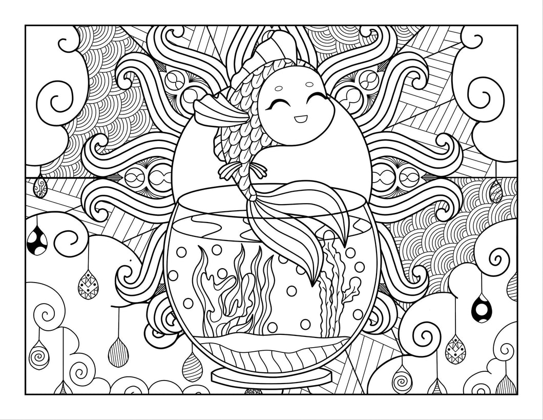 Motivational Aquarium Life Coloring Pages Set - The Bea & Charlie Paper Shop