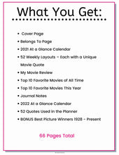 Load image into Gallery viewer, Movie Night Film Log &amp; Weekly Planner Complete Set PLUS BONUS! - The Bea &amp; Charlie Paper Shop
